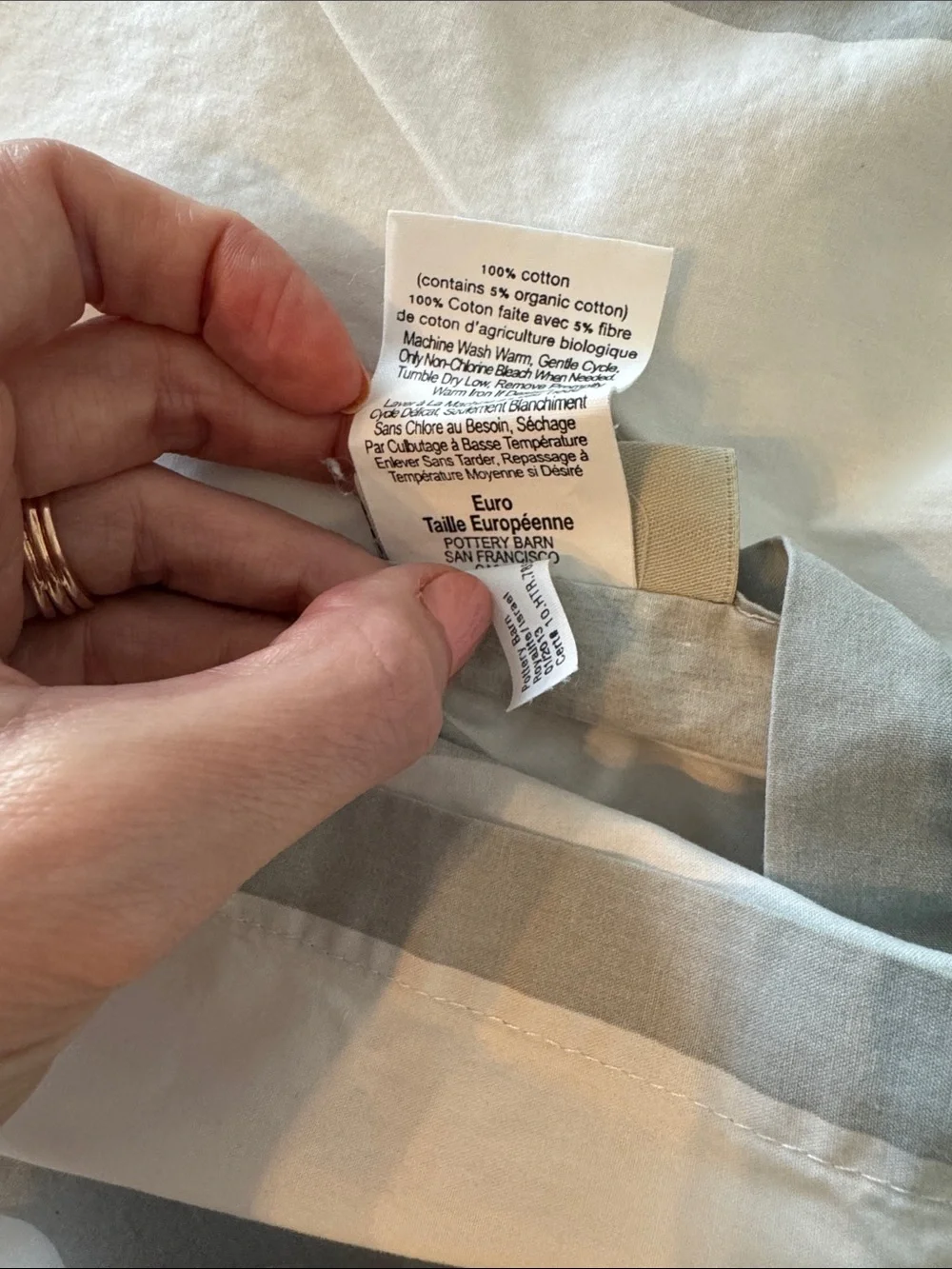 Pottery Barn grey Striped Gray and Euro pillow shams